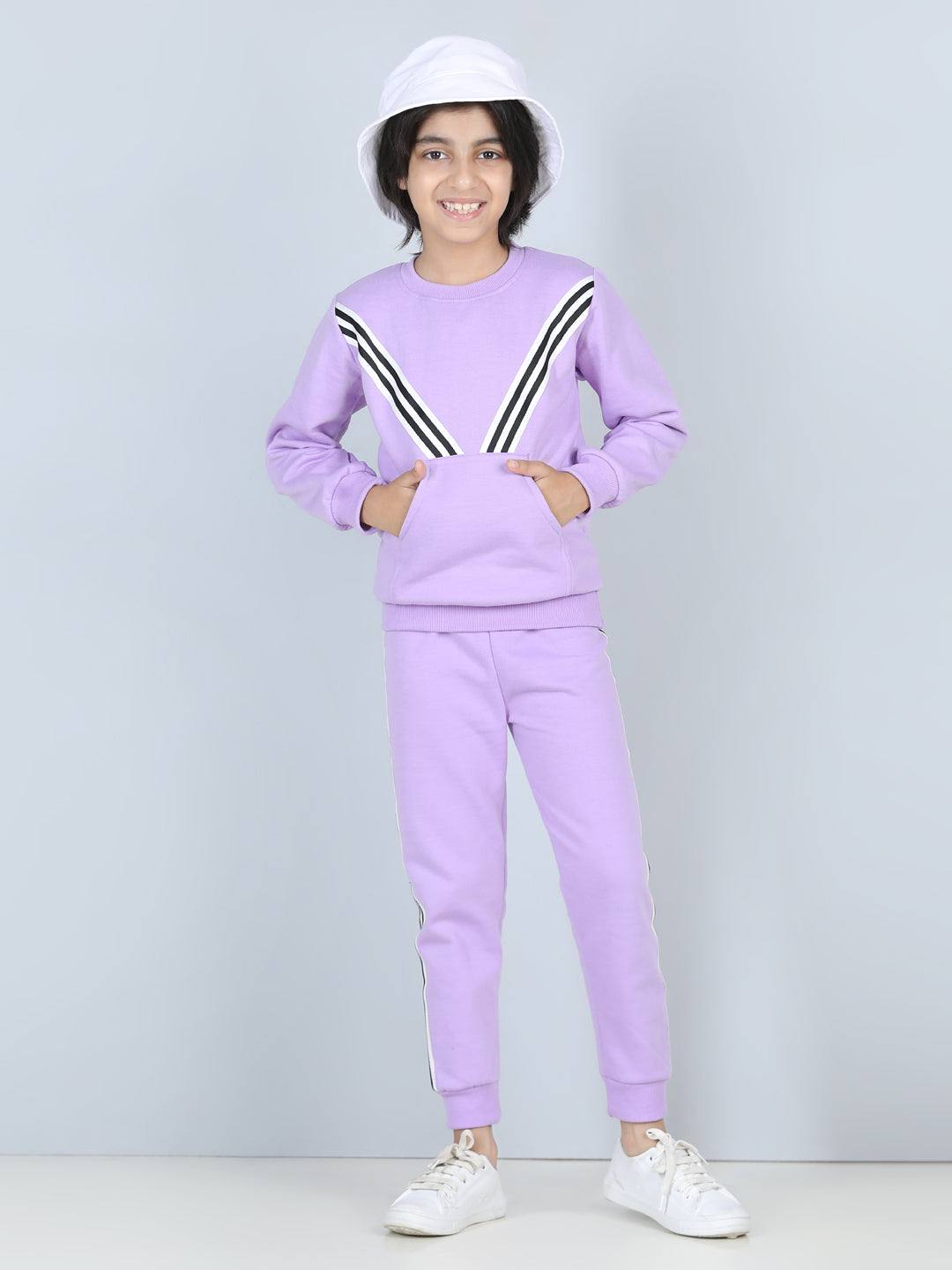 Cutiekins Lace insert Sweatshirt & Jogger Clothing Set -Puple