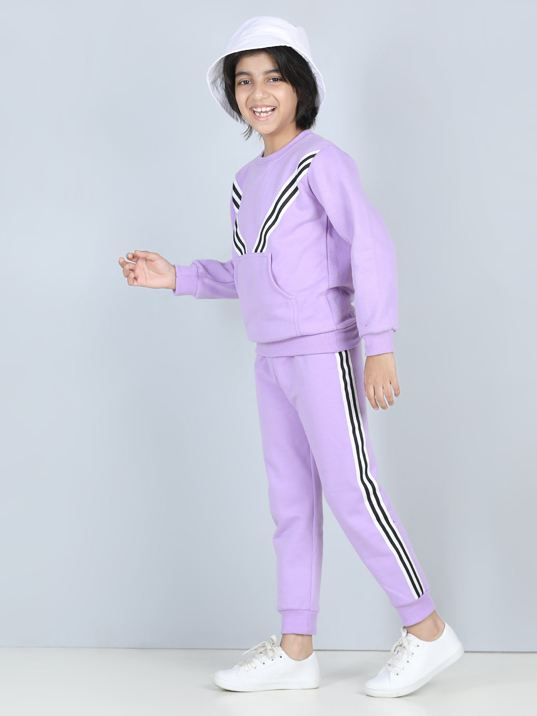 Cutiekins Lace insert Sweatshirt & Jogger Clothing Set -Puple