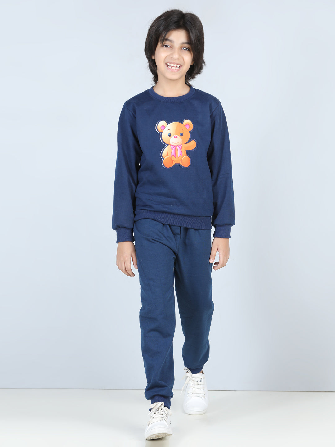 Cutiekins Bear Patch Sweatshirt & Jogger Clothing Set-Navy Blue