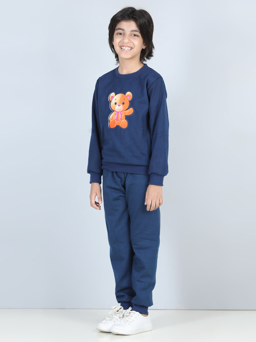 Cutiekins Bear Patch Sweatshirt & Jogger Clothing Set-Navy Blue