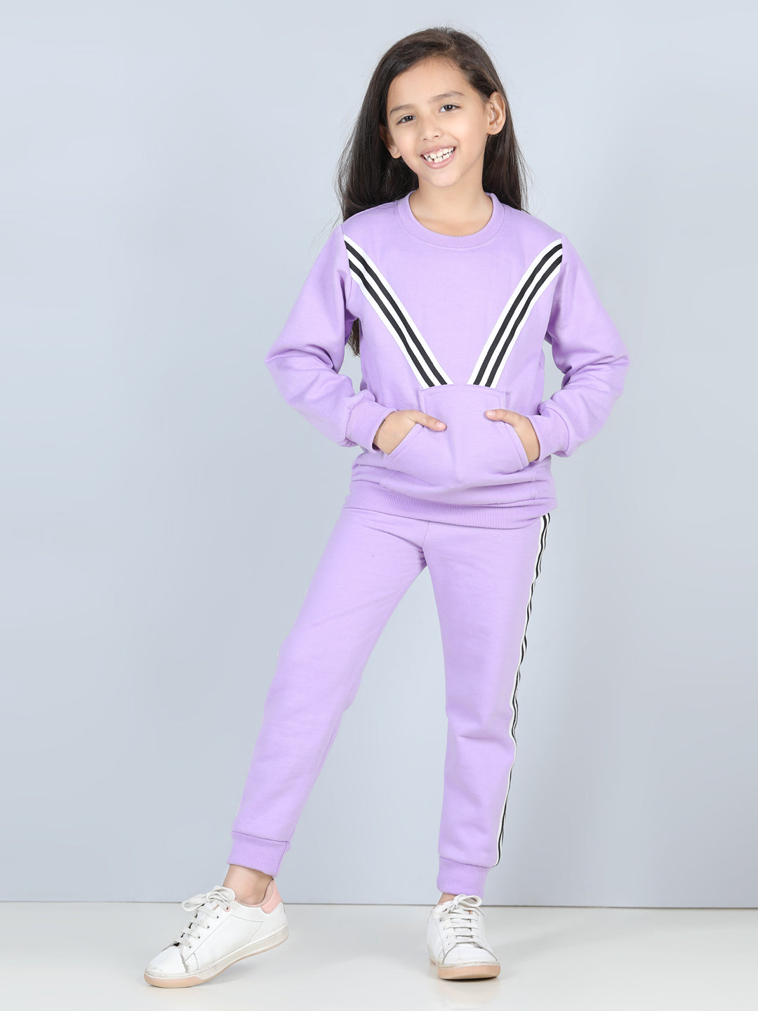 Cutiekins Lace insert Sweatshirt & Jogger Clothing Set -Puple