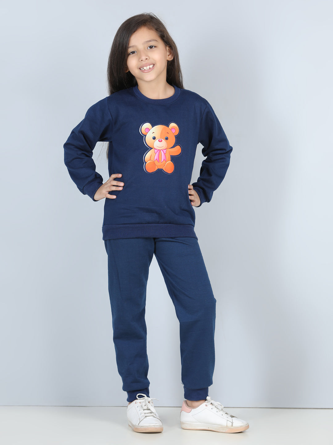 Cutiekins Bear Patch Sweatshirt & Jogger Clothing Set-Navy Blue