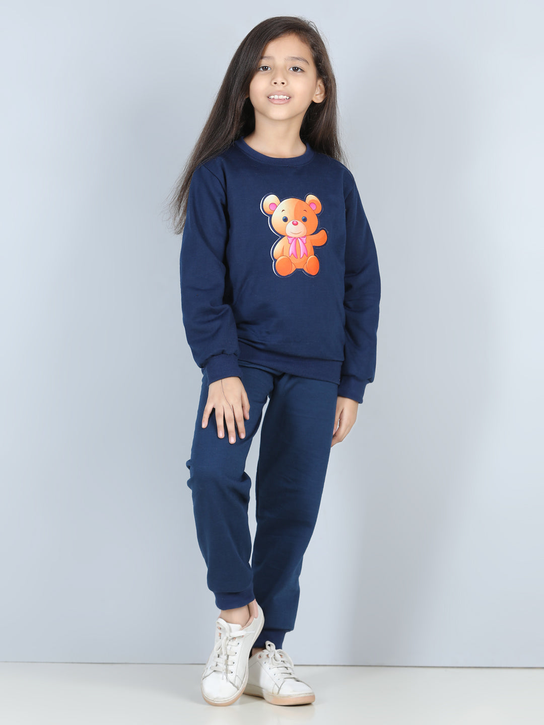 Cutiekins Bear Patch Sweatshirt & Jogger Clothing Set-Navy Blue