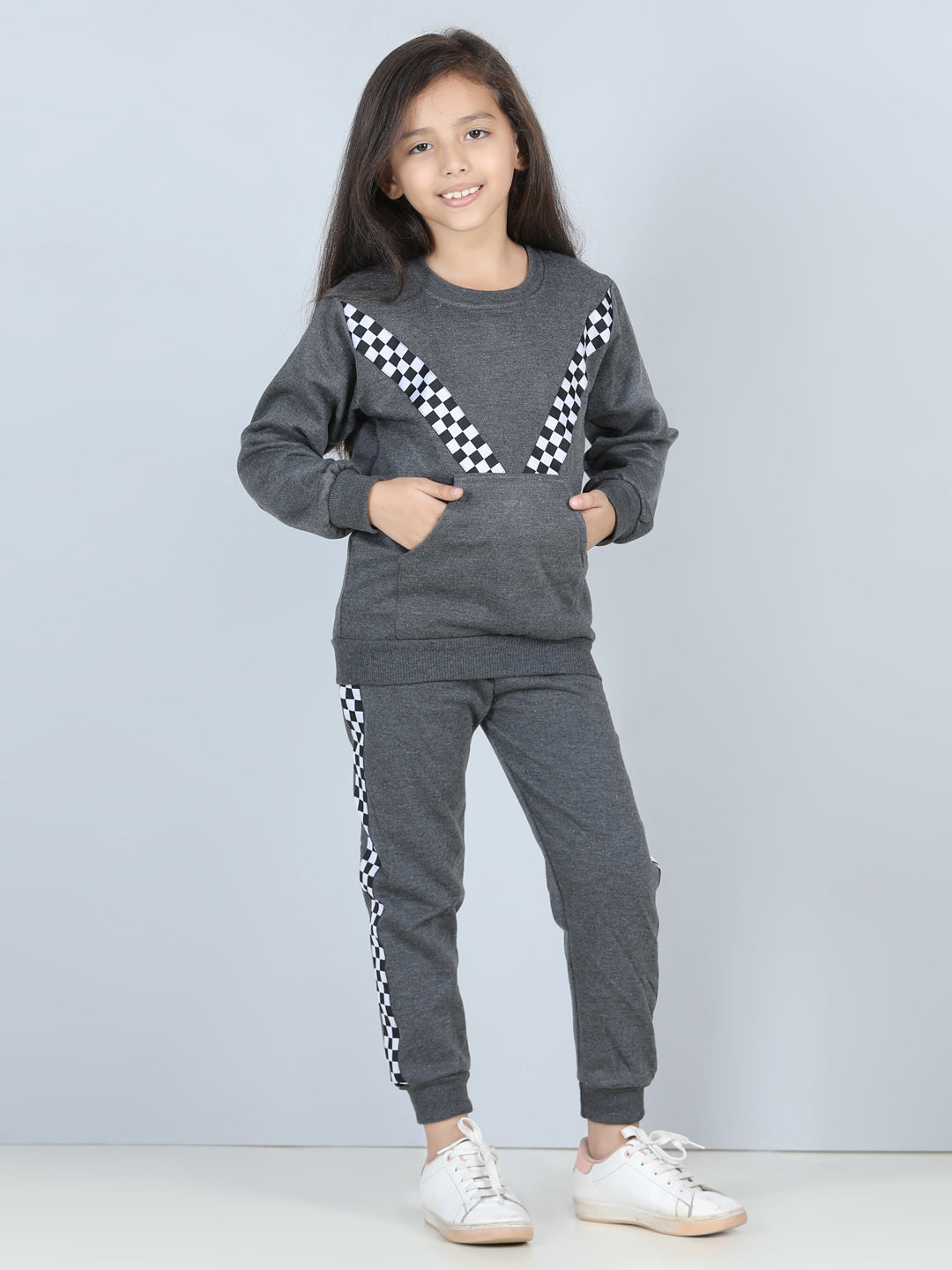 Cutiekins Lace insert Sweatshirt & Jogger Clothing Set -Grey