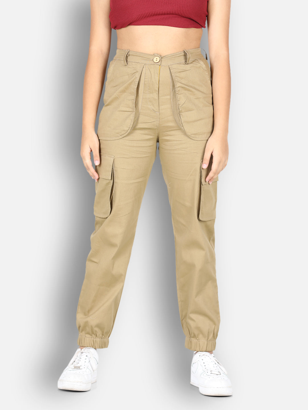 Cutiekins Solid Cargo Pant -Beige