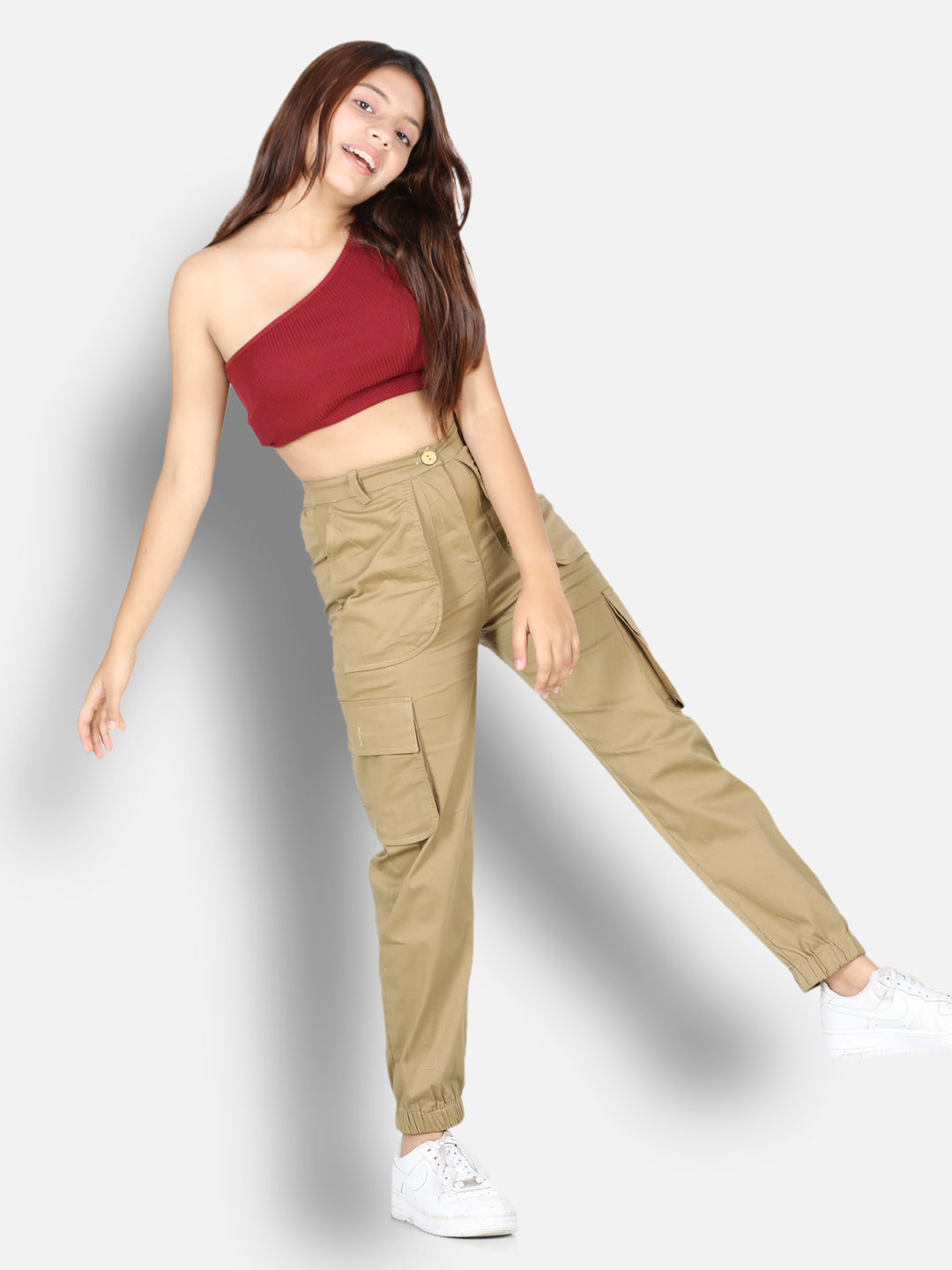 Cutiekins Solid Cargo Pant -Beige