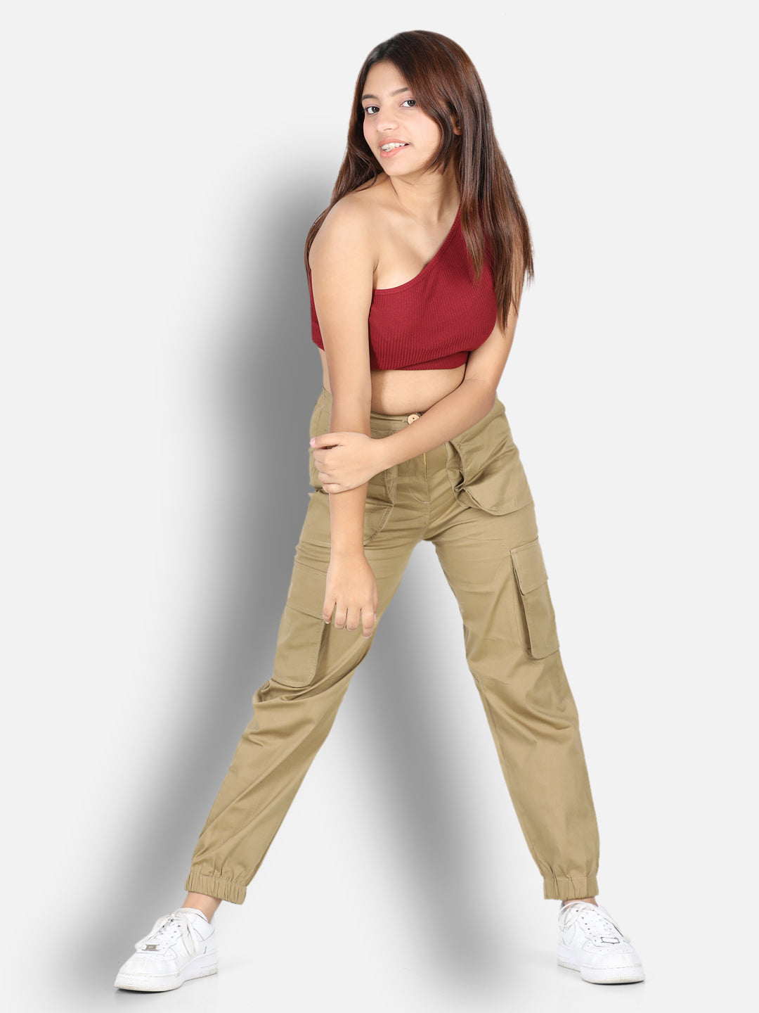 Cutiekins Solid Cargo Pant -Beige