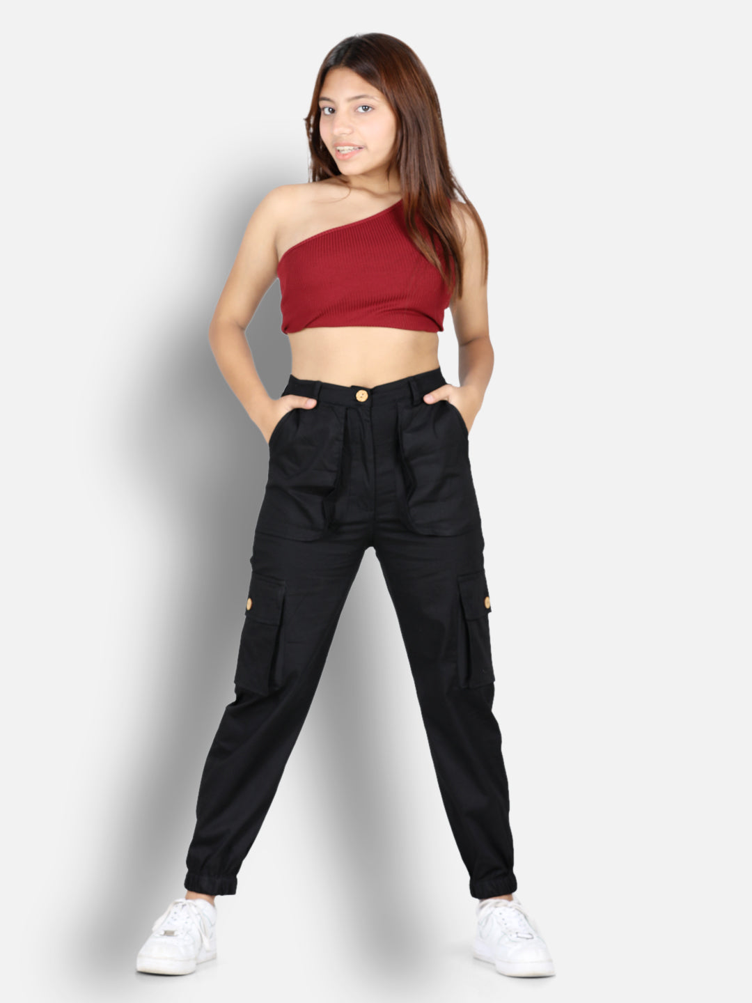 Cutiekins Solid Cargo Pant -Black