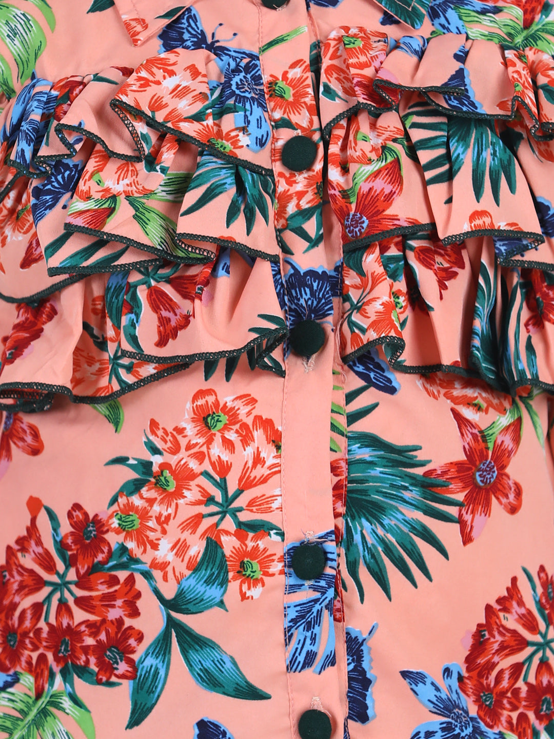 Cutiekins Girls Casual Polyester Ruffled Top (Multicolor,)