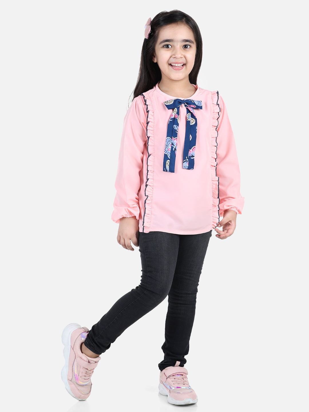 Cutiekins Girls Casual Polyester Raglan Top (Orange,)
