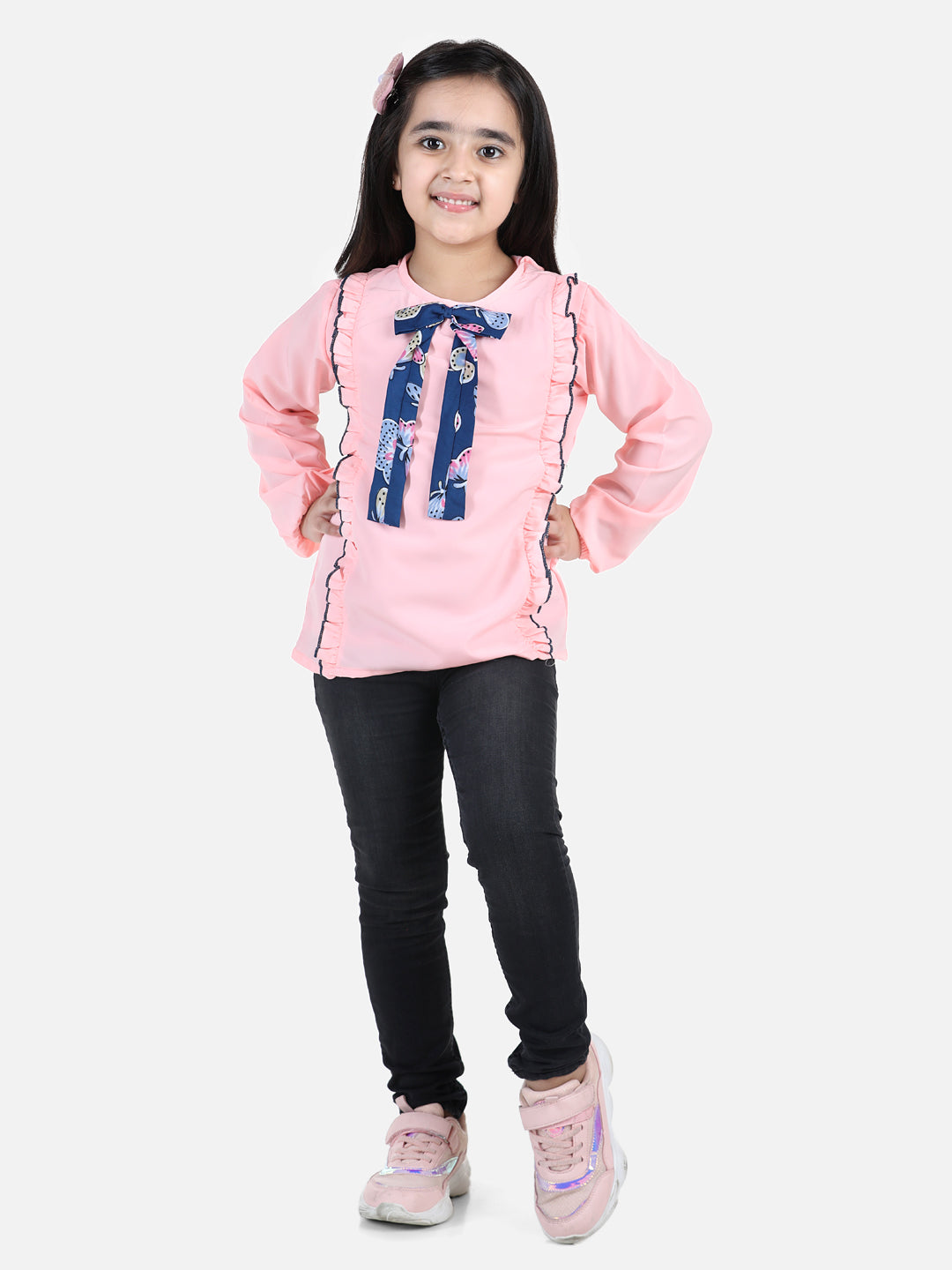 Cutiekins Girls Casual Polyester Raglan Top (Orange,)