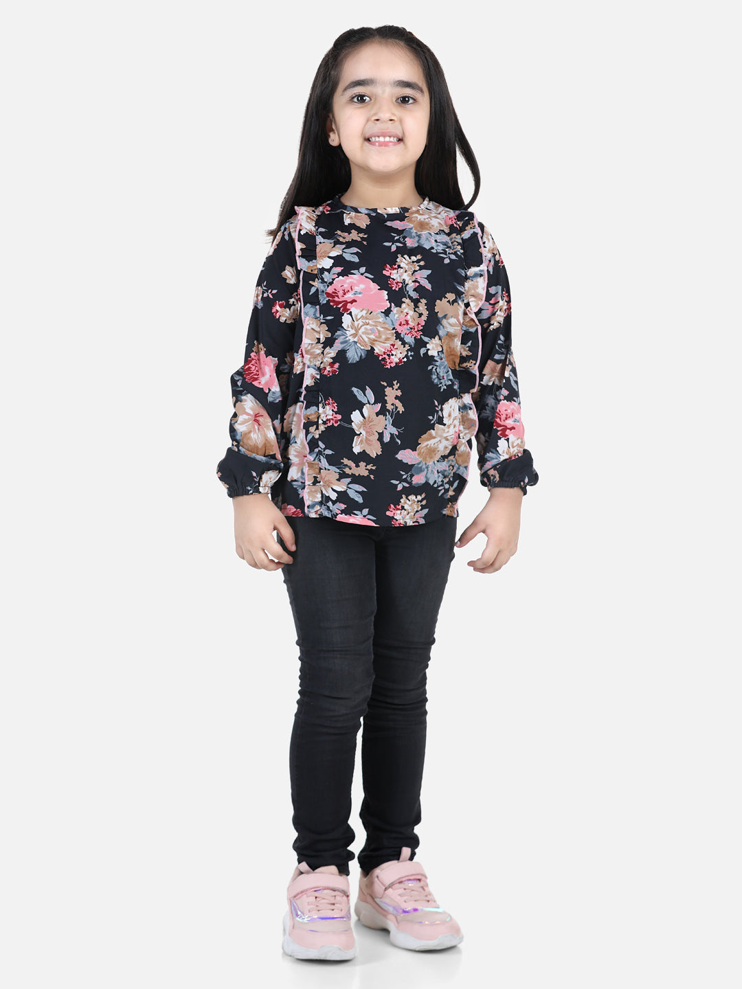 Cutiekins Girls Casual Polyester Top (Black,)