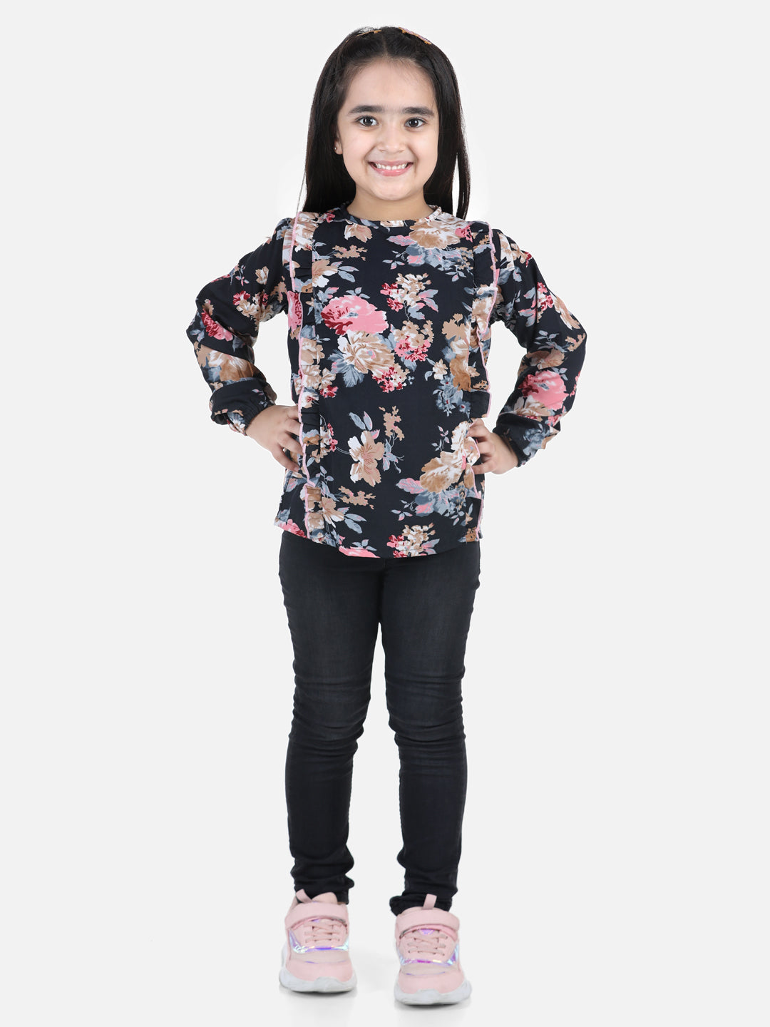 Cutiekins Girls Casual Polyester Top (Black,)
