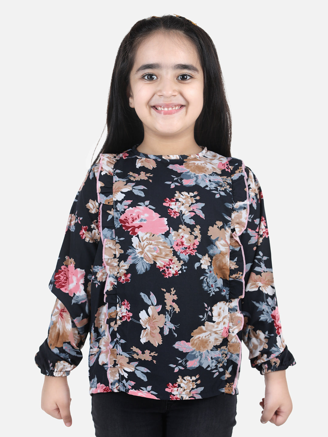 Cutiekins Girls Casual Polyester Top (Black,)