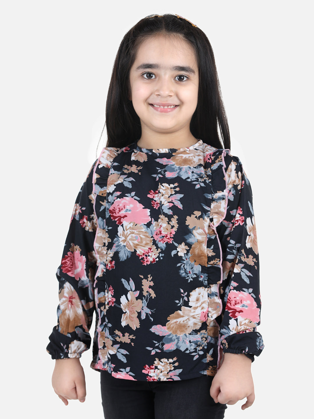 Cutiekins Girls Casual Polyester Top (Black,)