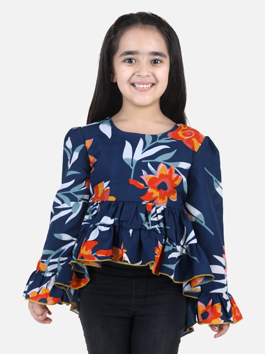 Cutiekins Girls Casual Polyester Full Sleeve Top (Dark Blue,)