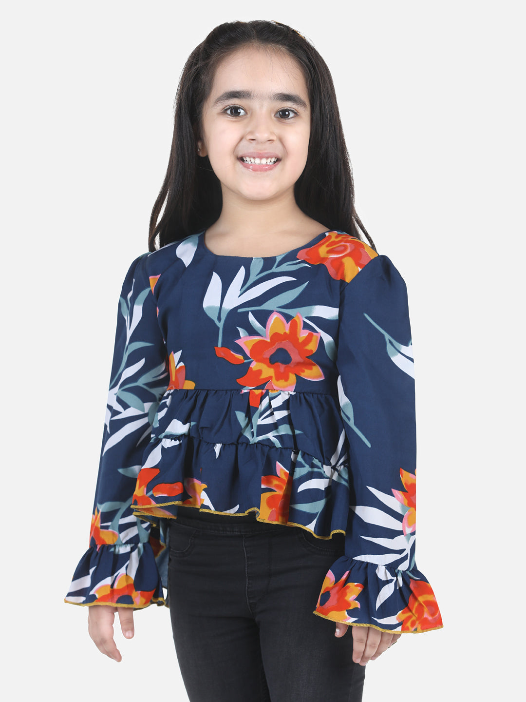 Cutiekins Girls Casual Polyester Full Sleeve Top (Dark Blue,)