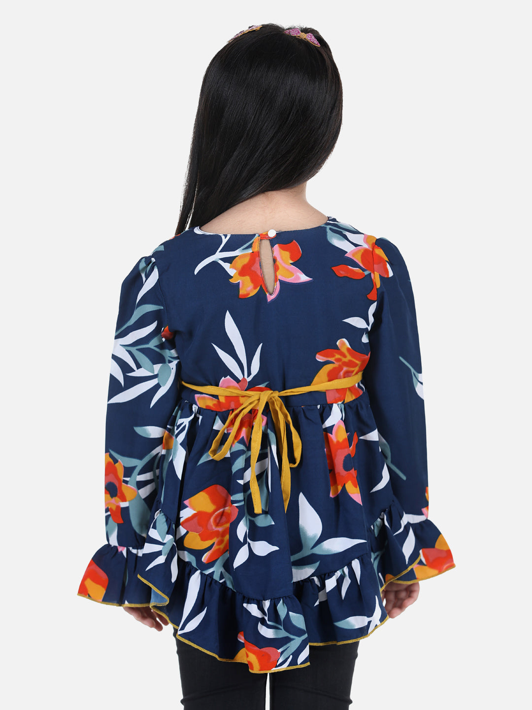 Cutiekins Girls Casual Polyester Full Sleeve Top (Dark Blue,)