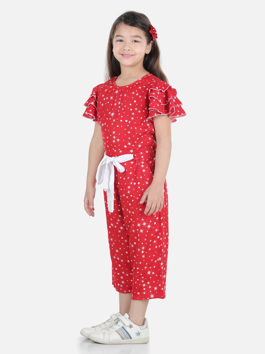 Cutiekins Girls Printed Jumpsuit (Red & White)