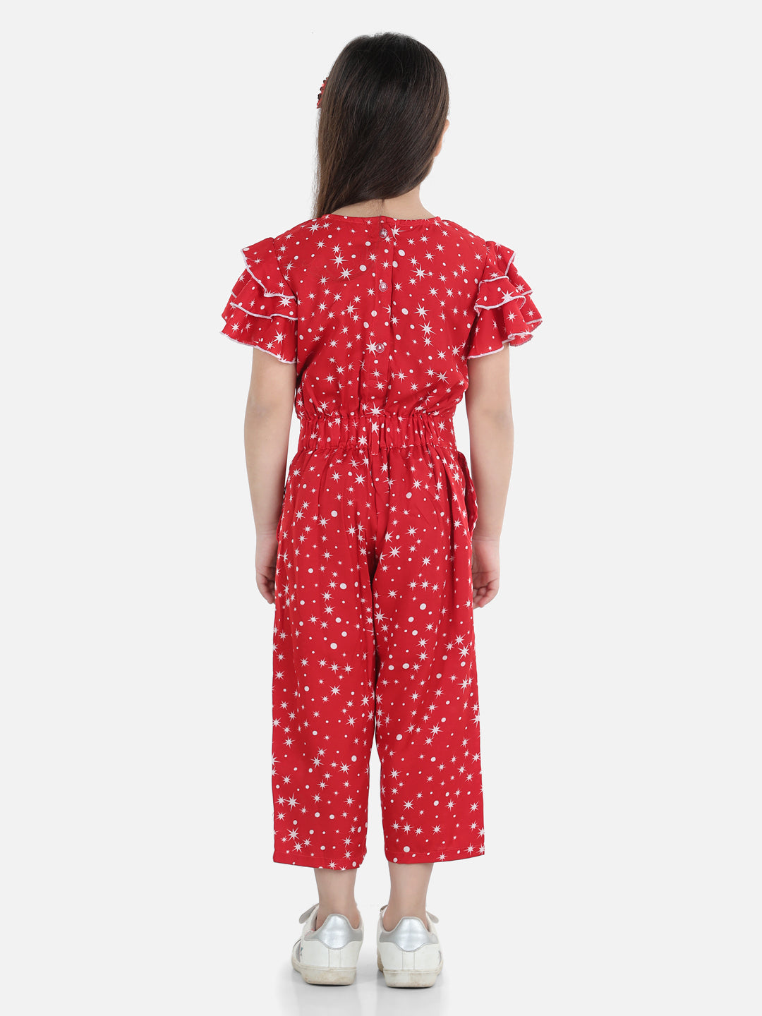 Cutiekins Girls Printed Jumpsuit (Red & White)