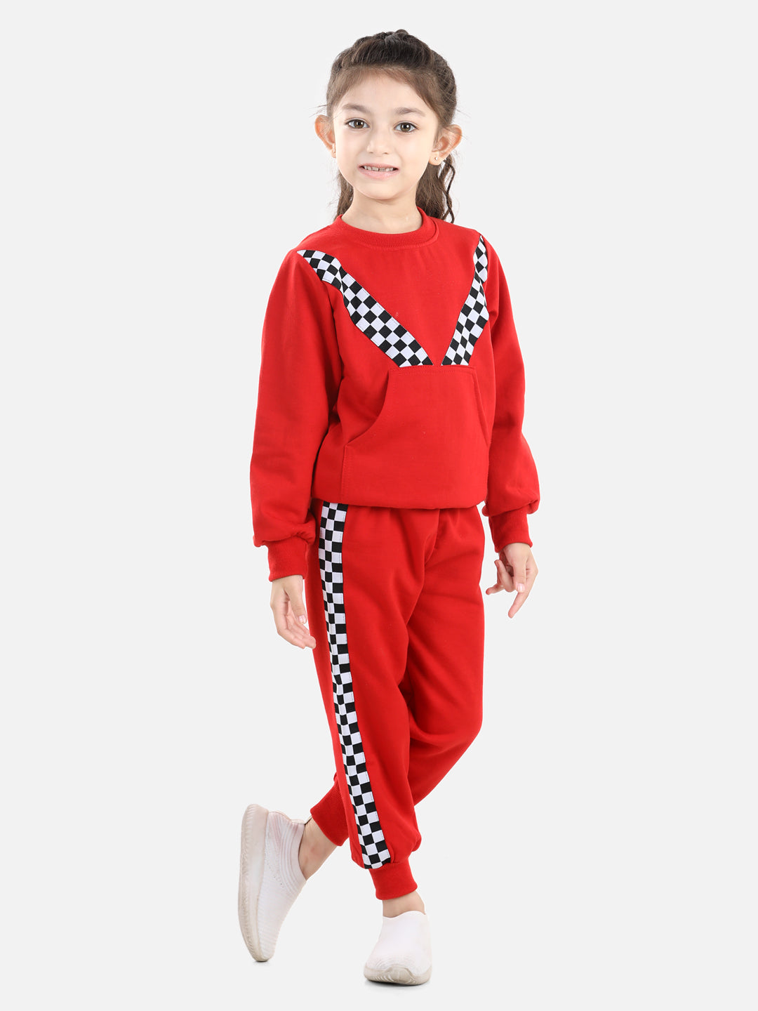 Cutiekins Girls Red Sweatshirt With Trackpant