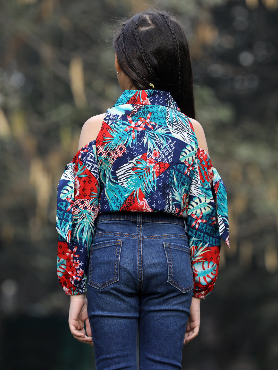 Cutiekins Floral Printed Collar Neck Long Sleeves Top- Multicolour