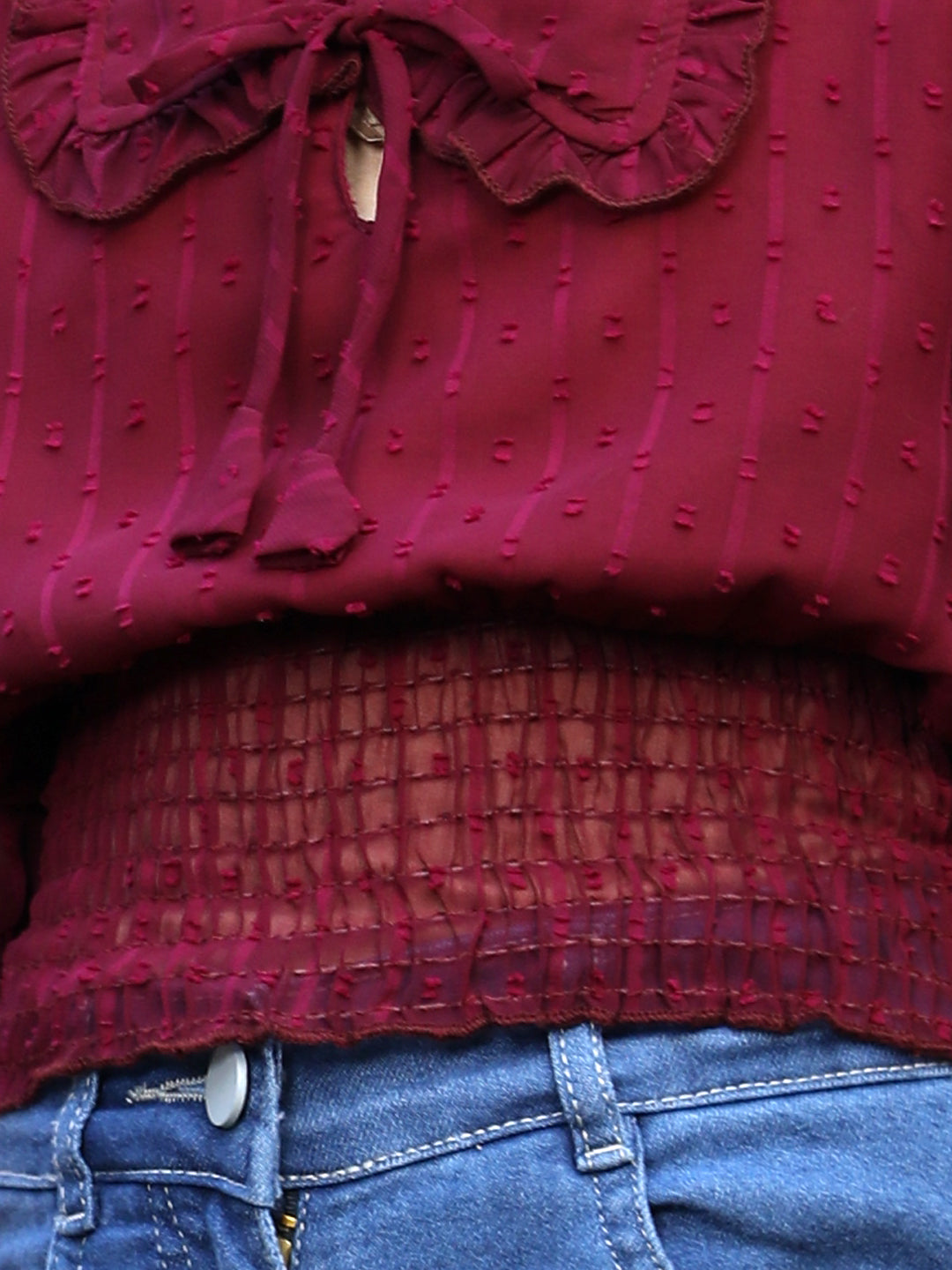 Cutiekins Peter Pan Neck Georgette Crop Top -Purple