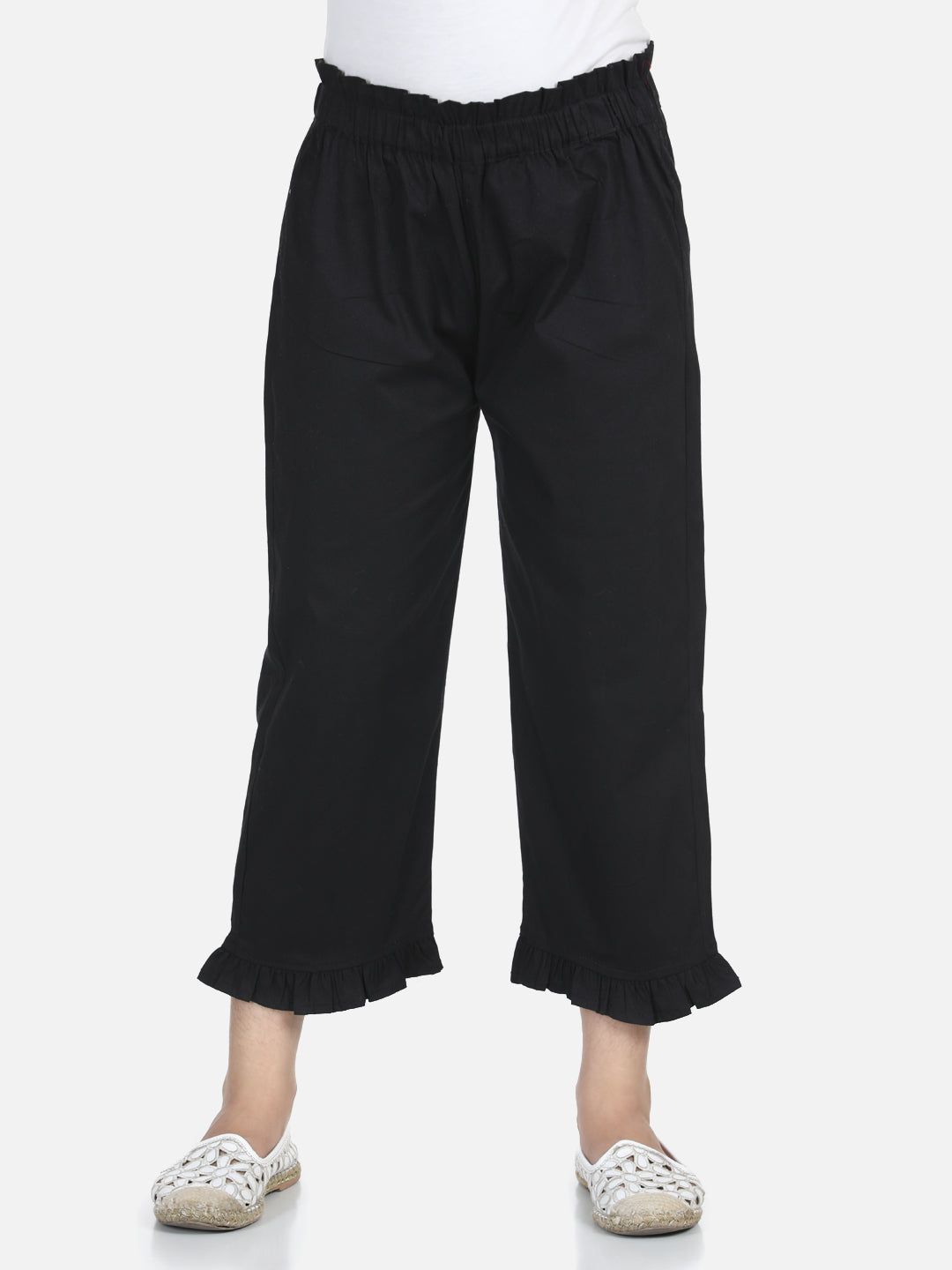 Cutiekins Capri For Girls Casual Solid Lycra Blend (Black)