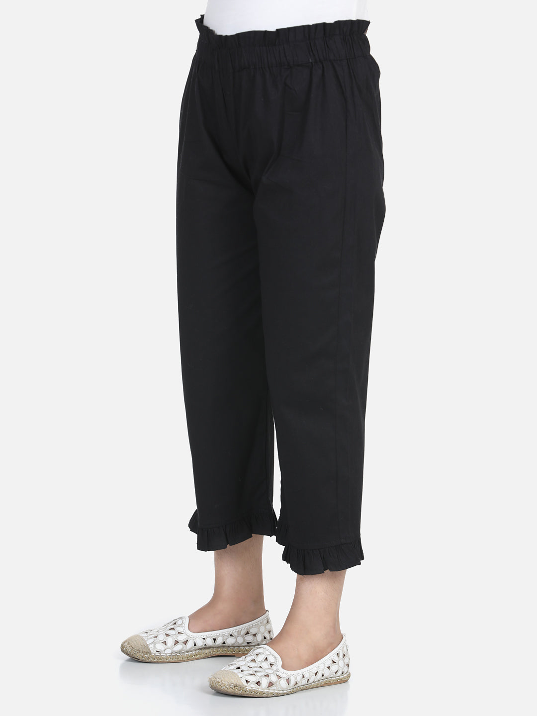 Cutiekins Capri For Girls Casual Solid Lycra Blend (Black)