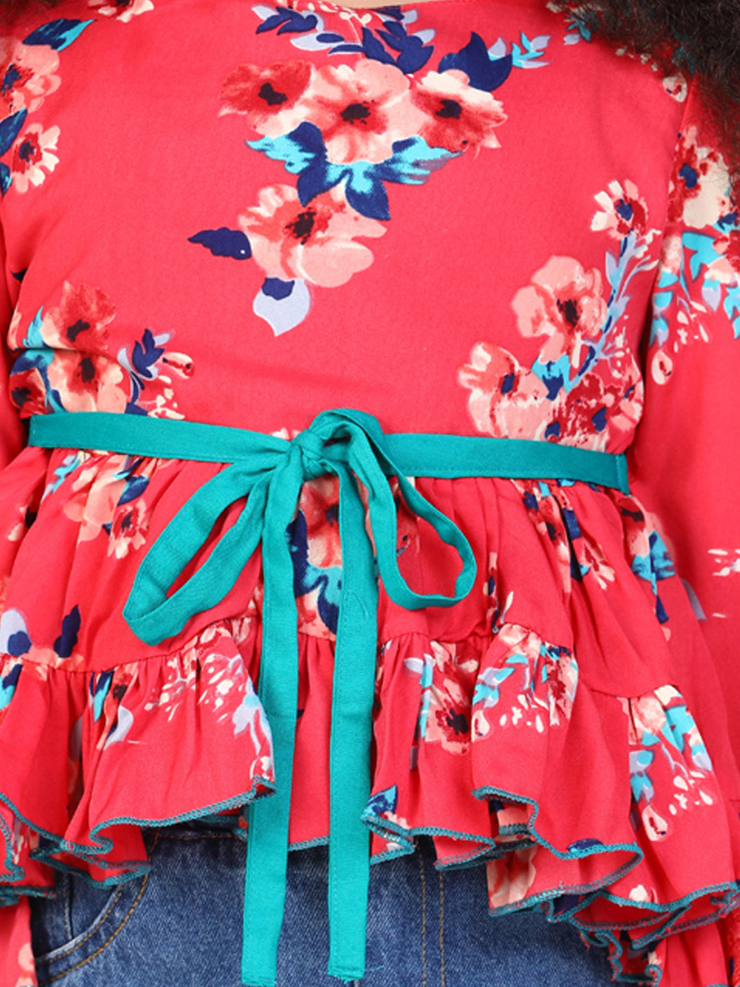 Cutiekins High Low Floral Print Top -Red