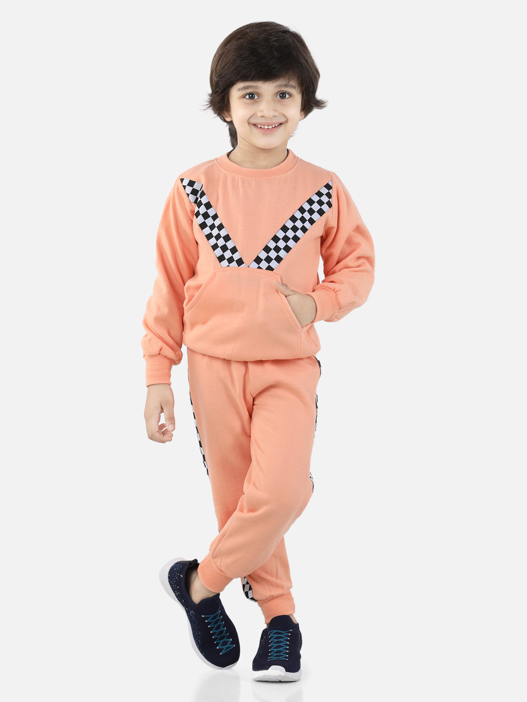 Cutiekins Boys Peach Sweatshirt With Trackpant