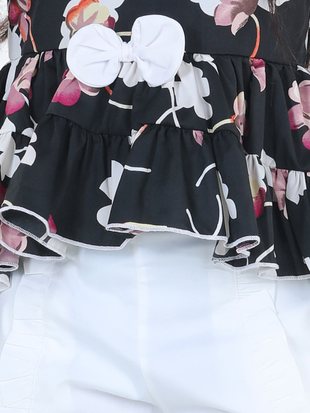 Cutiekins Girls Casual Top & Shorts Set ( Black & White)