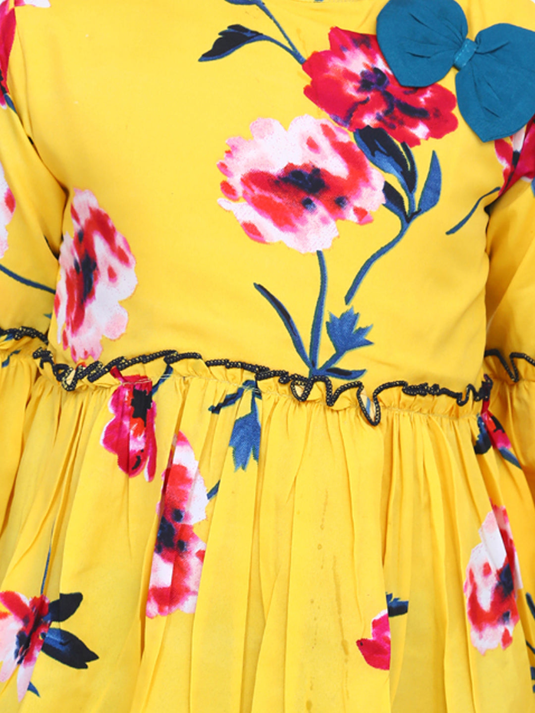 Cutiekins Floral Print Yellow Peplum Top -Yellow