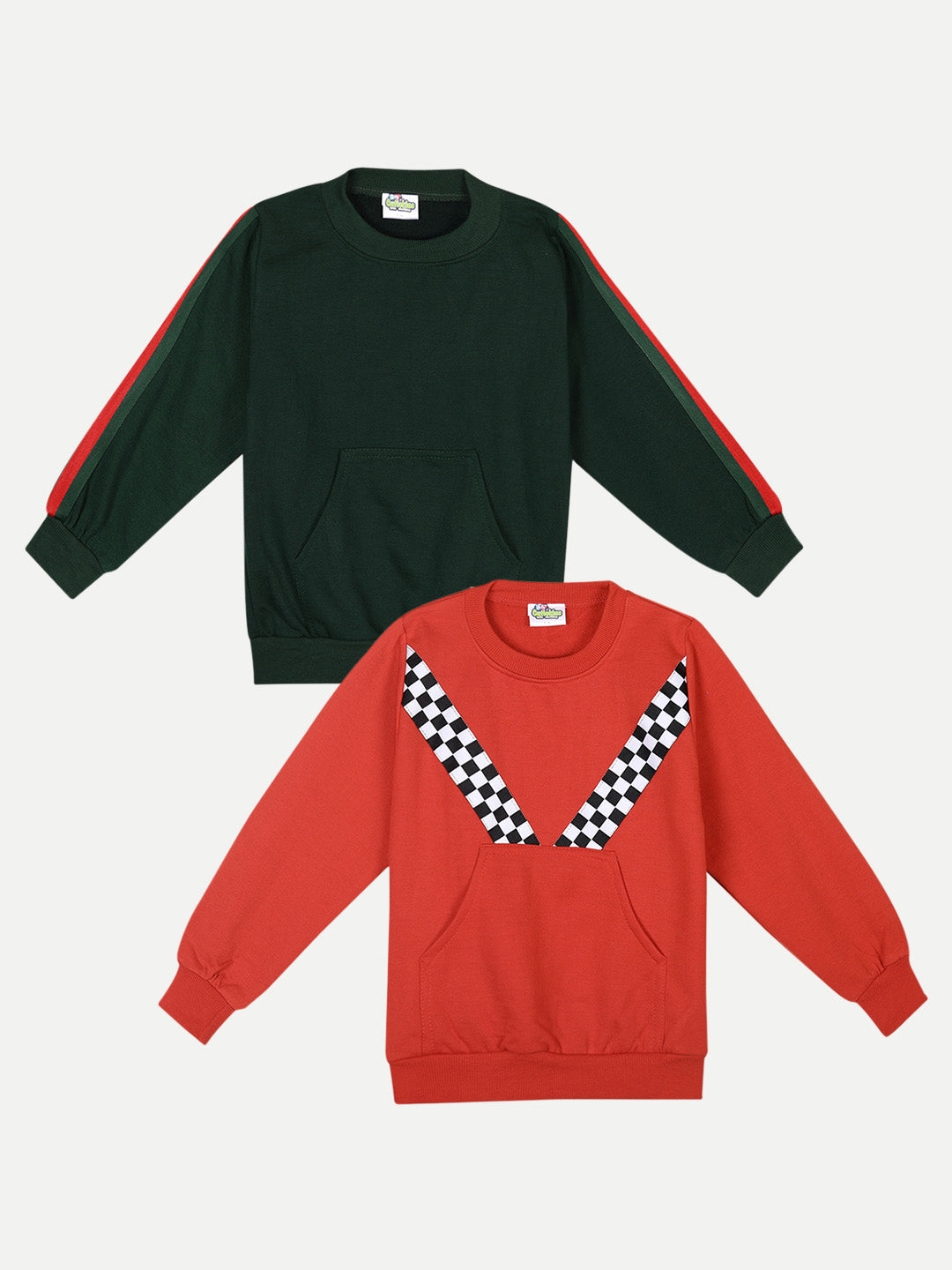 Cutiekins Pack of 2 Sweatshirt-Bottle Green & Red