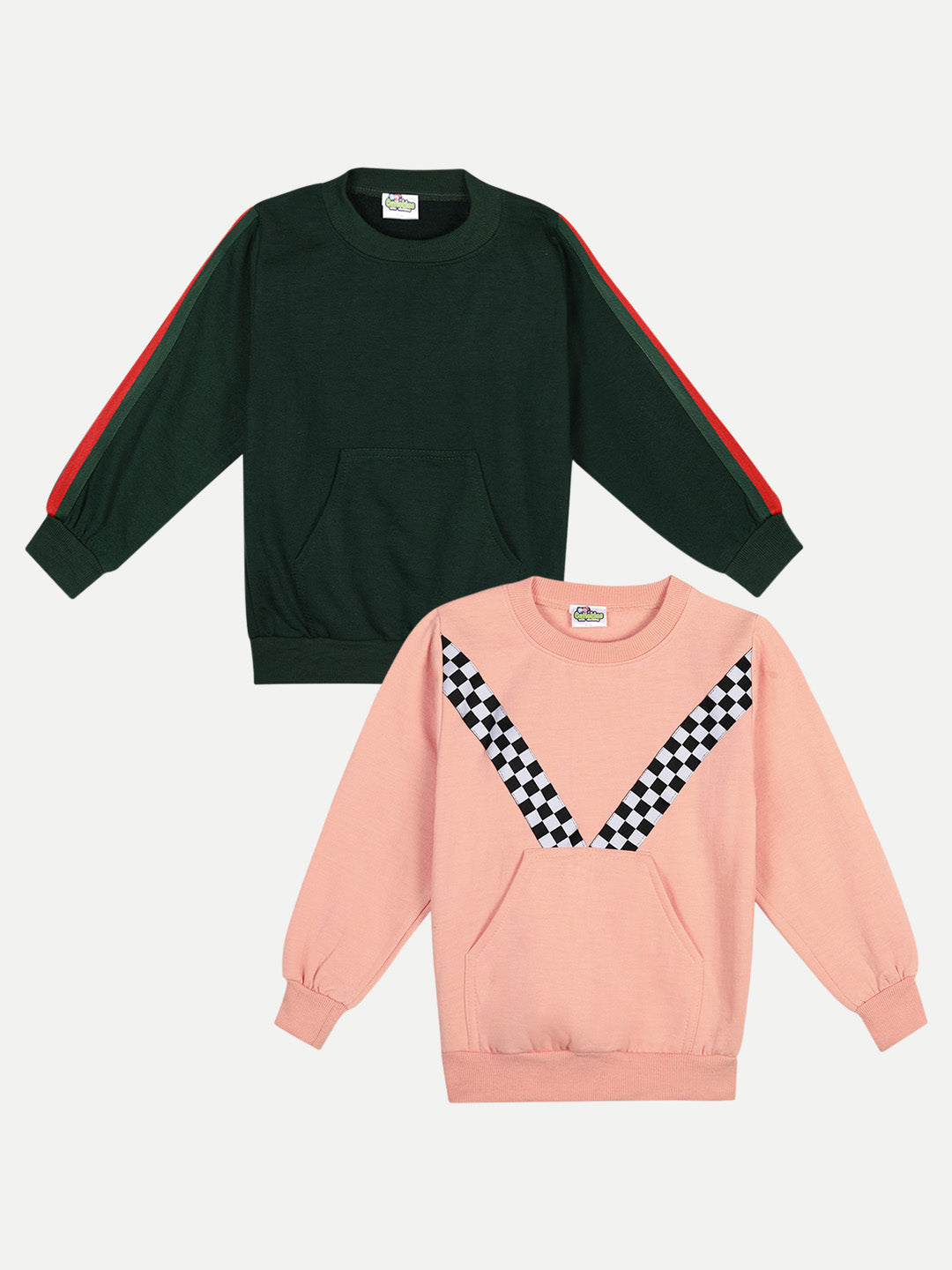 Cutiekins Pack of 2 Sweatshirt-Bottle Green & Peach