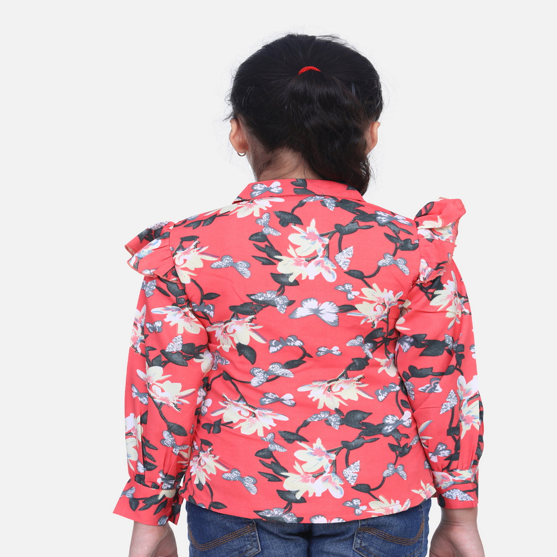 Cutiekins Shirt Style Floral Print Top - Multicolor