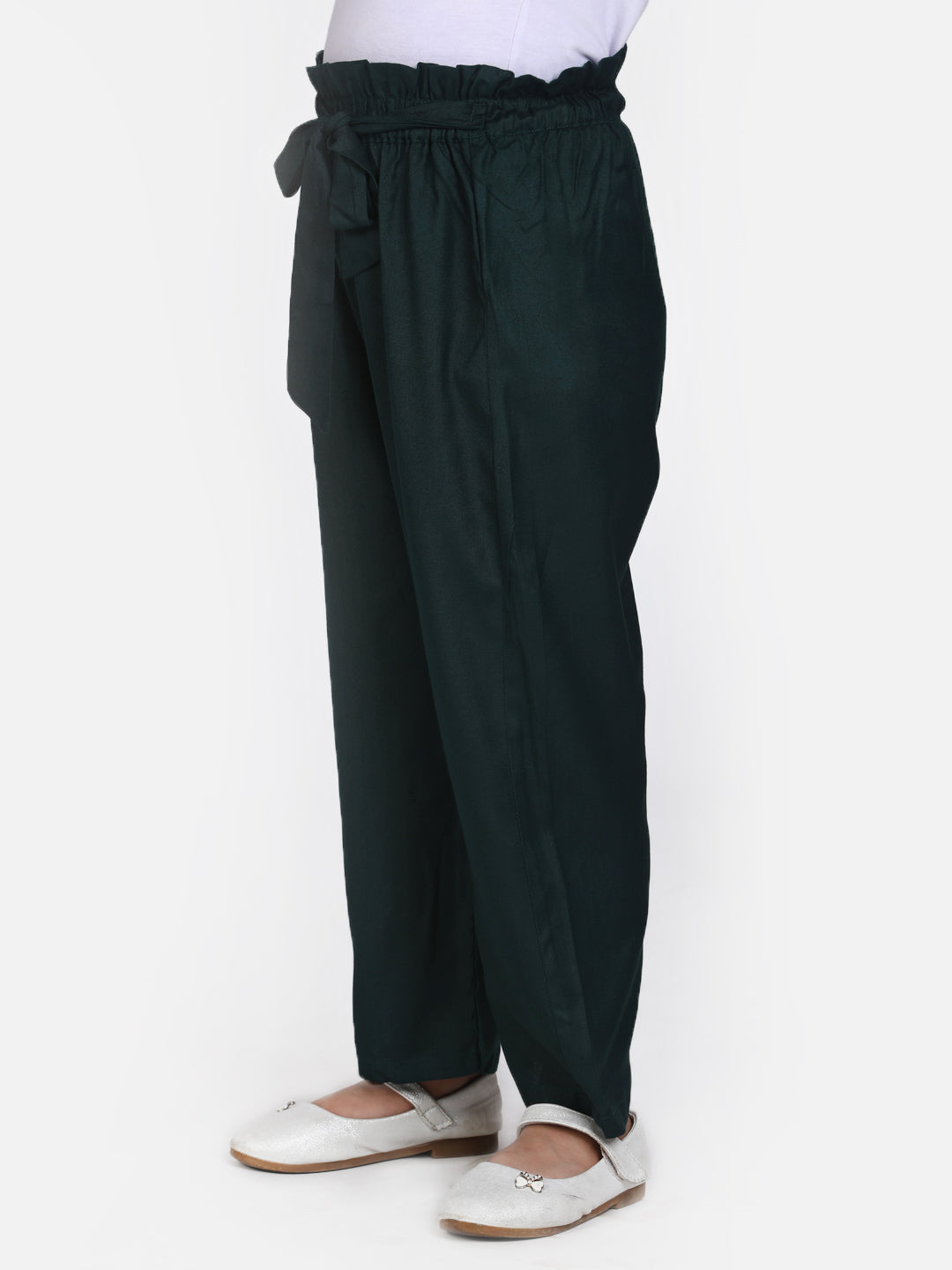 Cutiekins Girls Regular Fit Dark Green Viscose Rayon Palazzos
