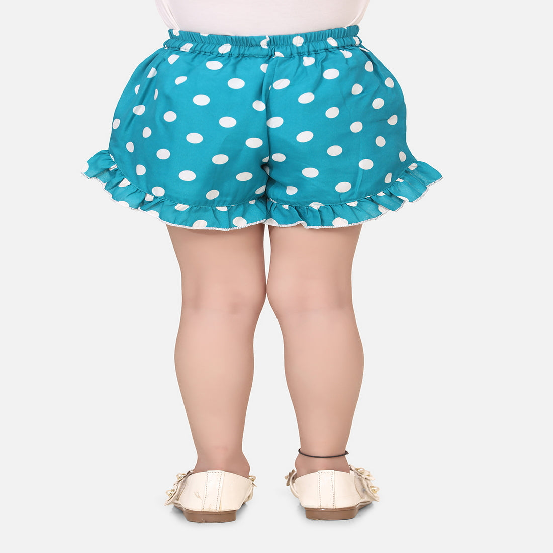 Cutiekins Short For Girls Casual Polka Print Polyester Blend (Light Blue)