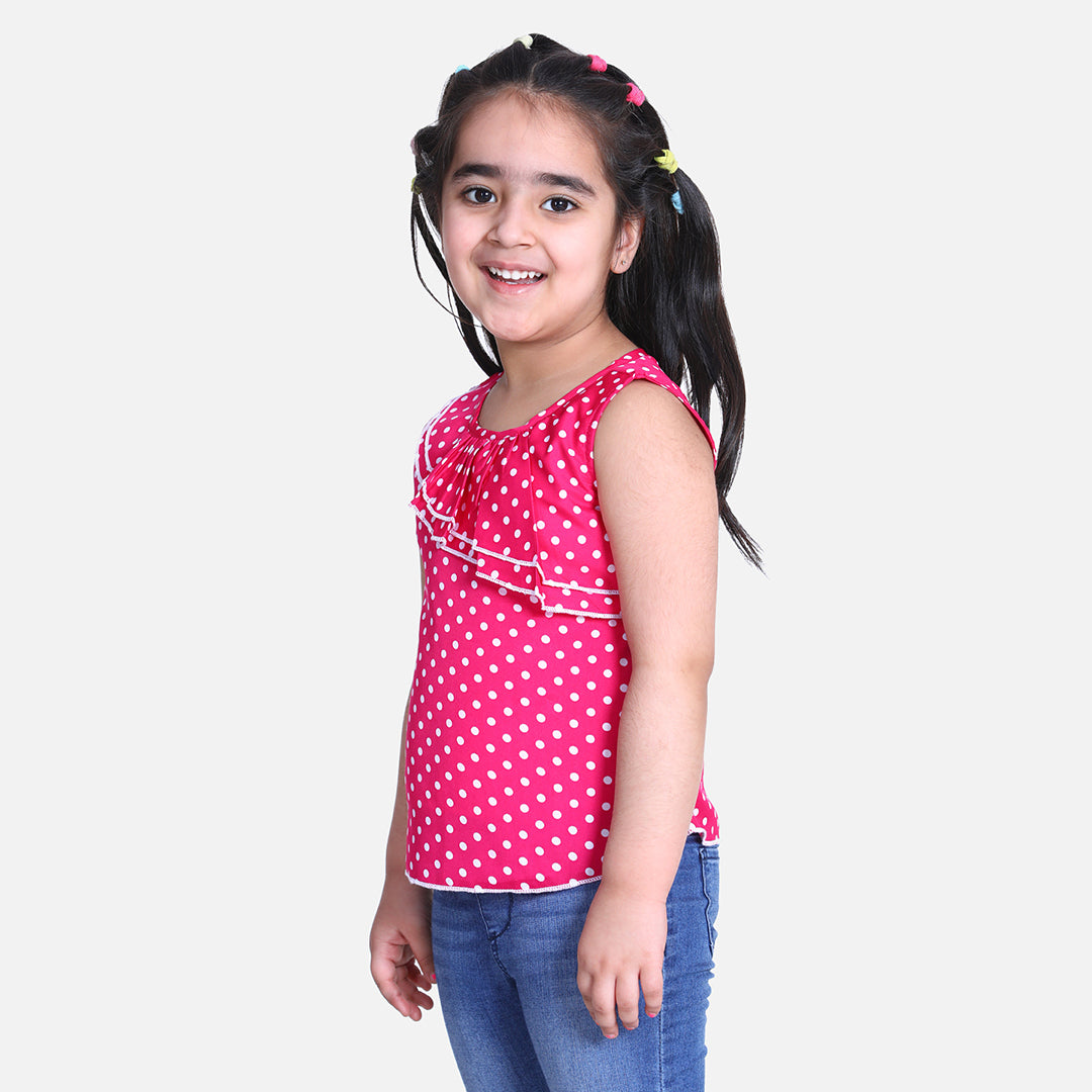Cutiekins Polka Dot Print Top-Pink & White