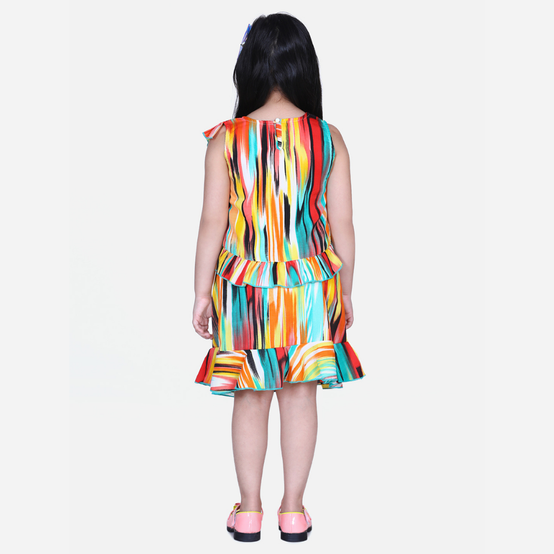 Multicolour Printed Top & Skirt Co-od Set -Multicolour