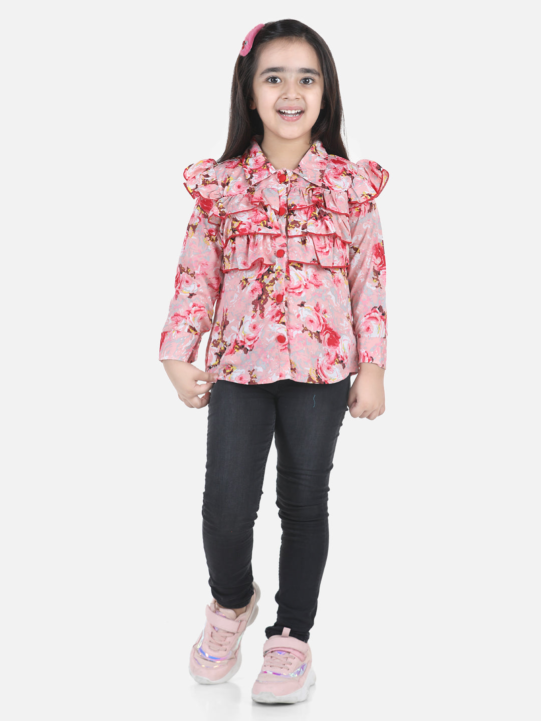 Cutiekins Girls Casual Polyester Shirt Style Top (Multicolor,)