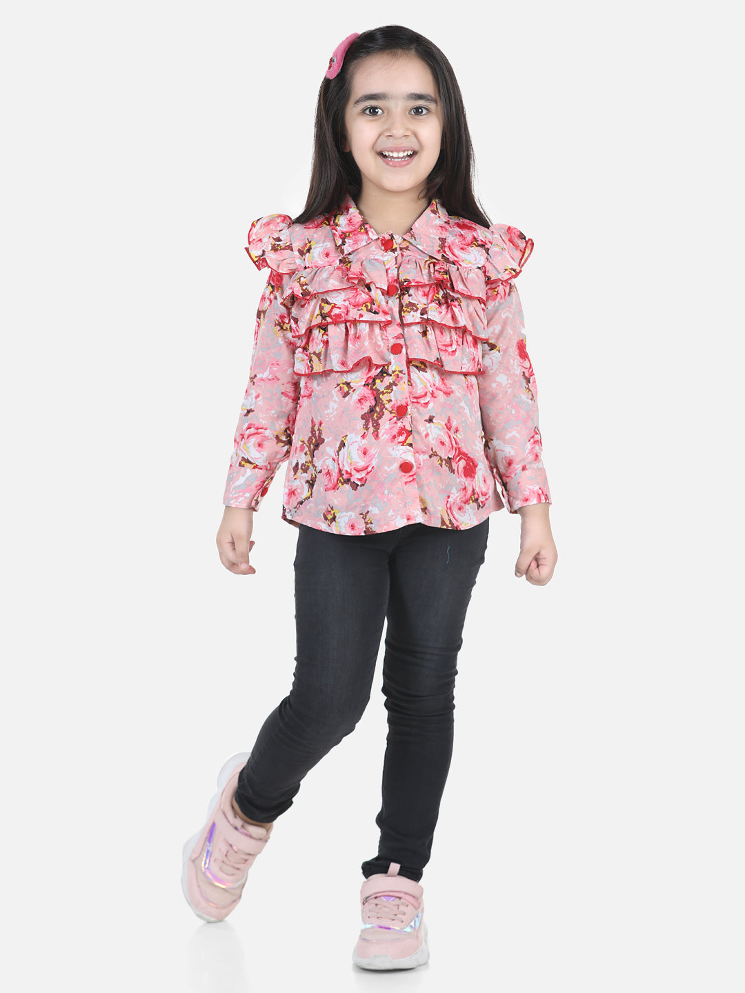Cutiekins Girls Casual Polyester Shirt Style Top (Multicolor,)