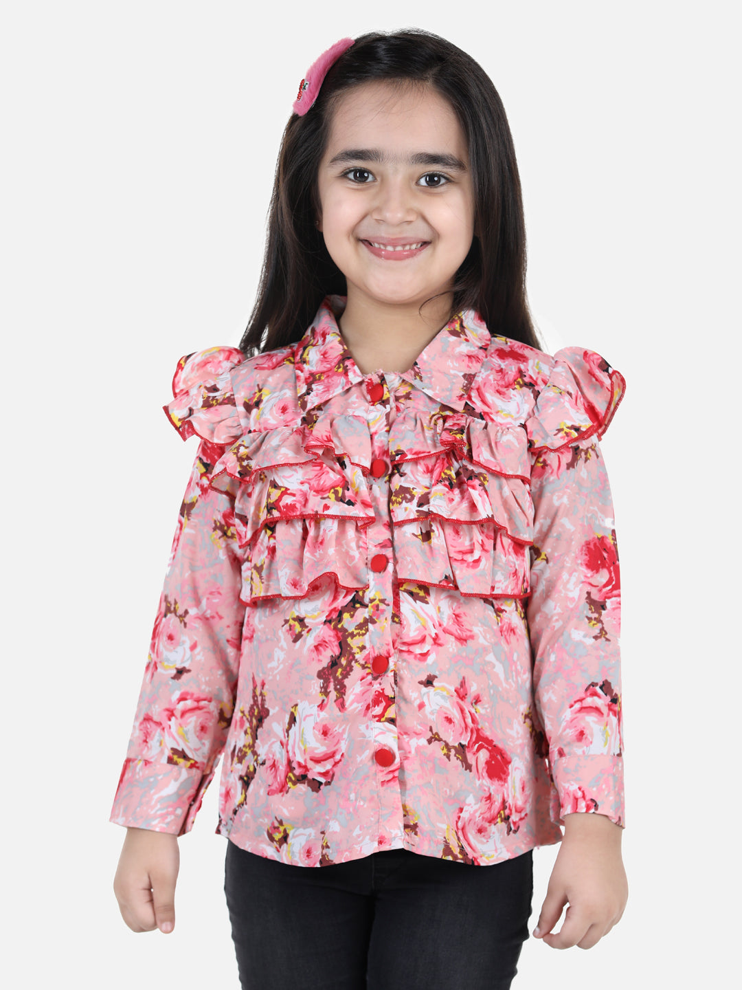 Cutiekins Girls Casual Polyester Shirt Style Top (Multicolor,)