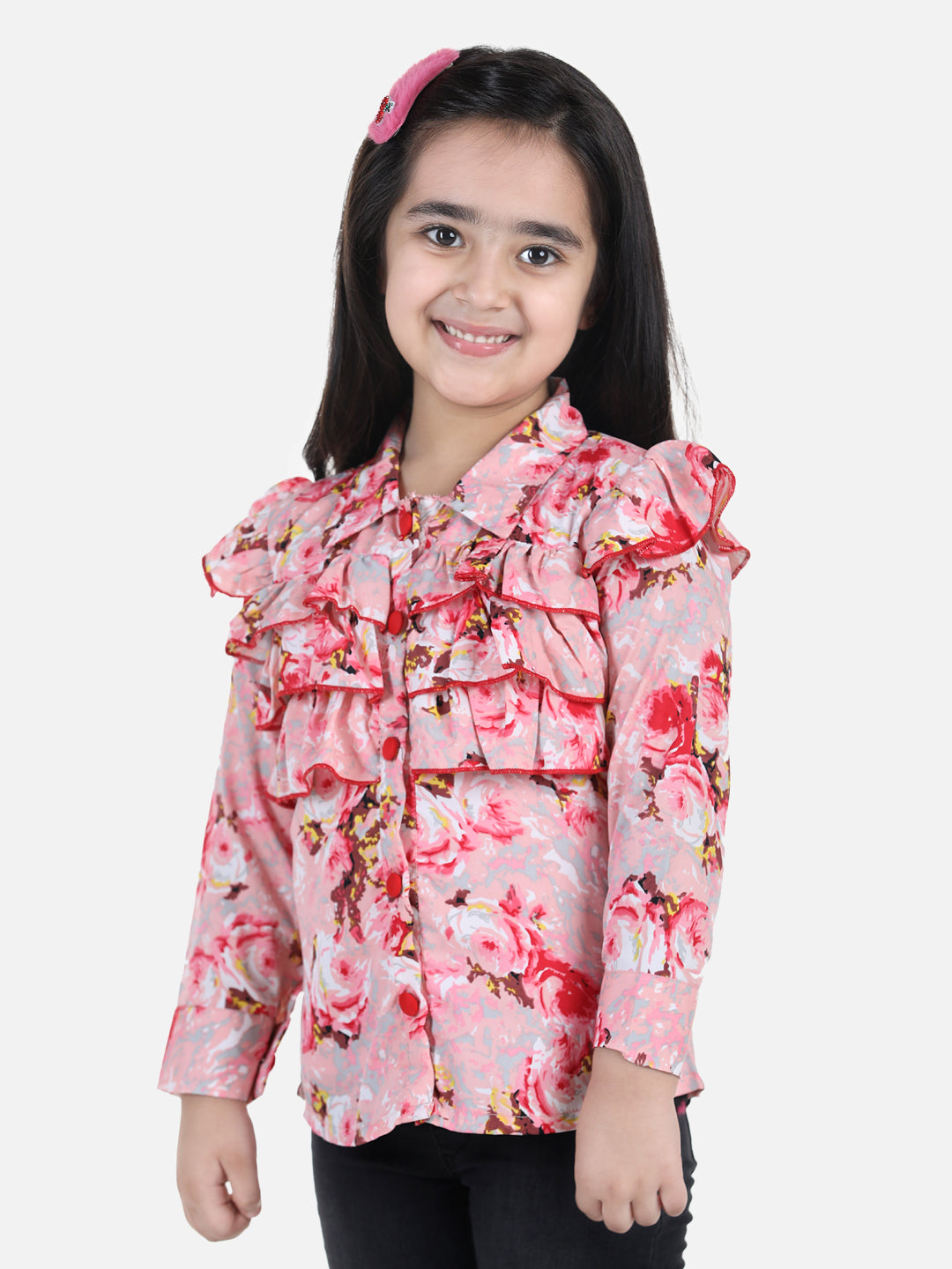 Cutiekins Girls Casual Polyester Shirt Style Top (Multicolor,)
