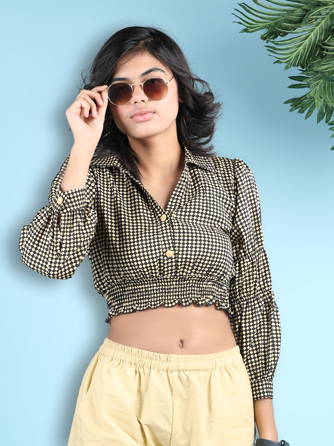 Cutiekins Girls Printed Embellished Top -Black & Gold