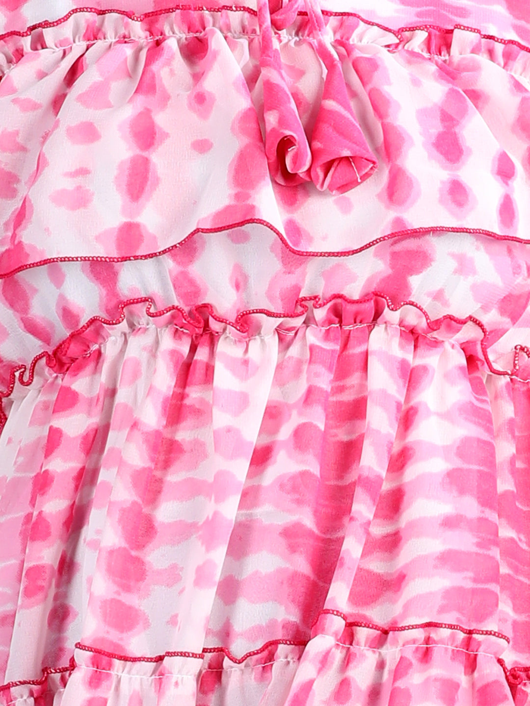 Cutiekins Girls Trendy & Stylish Tie and Dye Printed Dress -Magenta & White