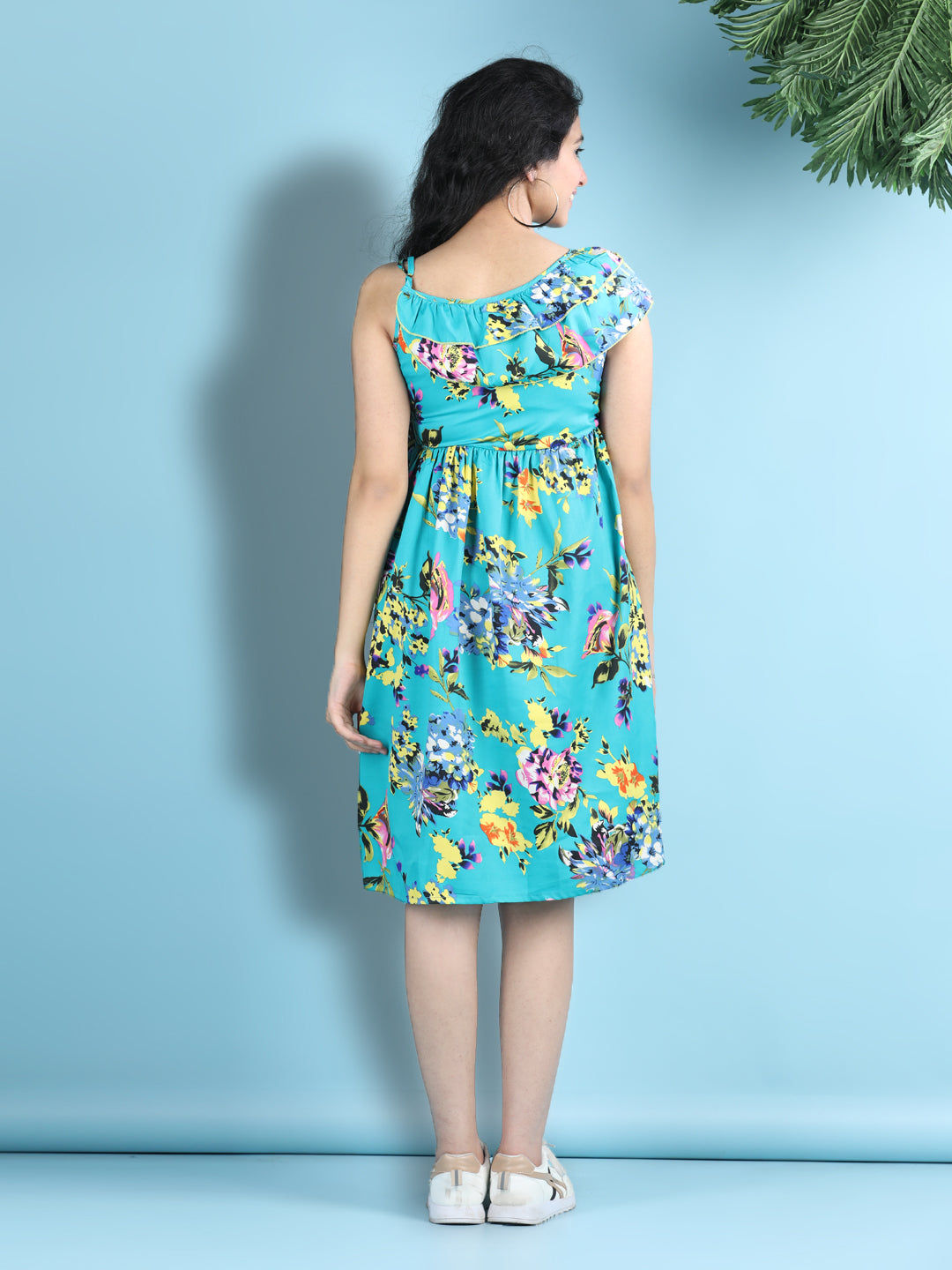 Cutiekins Girls Trendy & Stylish Floral Printed Dress -Blue & Multi