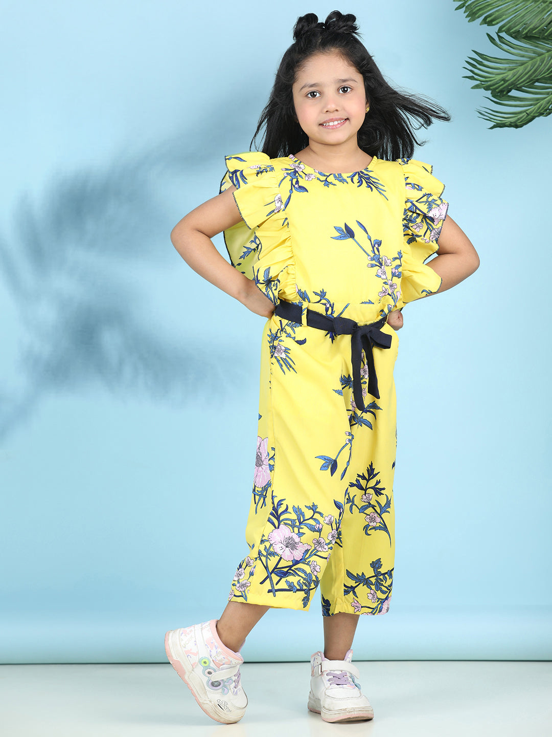 Cutiekins Stylish & Trendy Printed Jumpsuit for Kids -Yellow & Blue