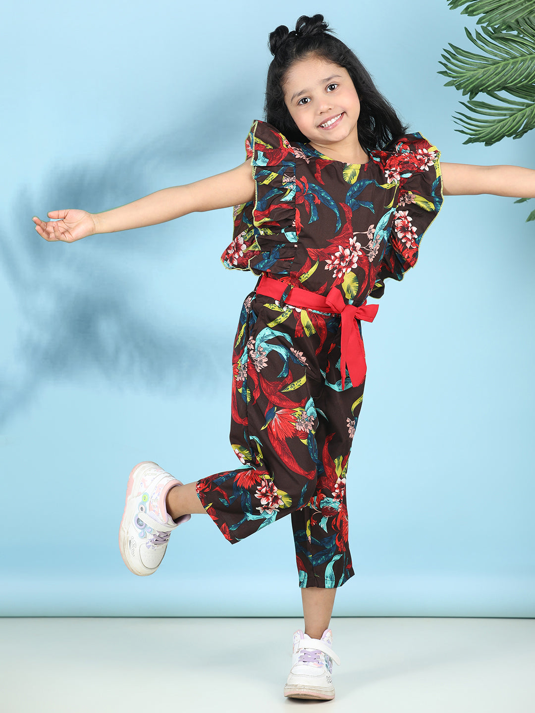 Cutiekins Stylish & Trendy Printed Jumpsuit for Kids -Coffee Brown & Multi