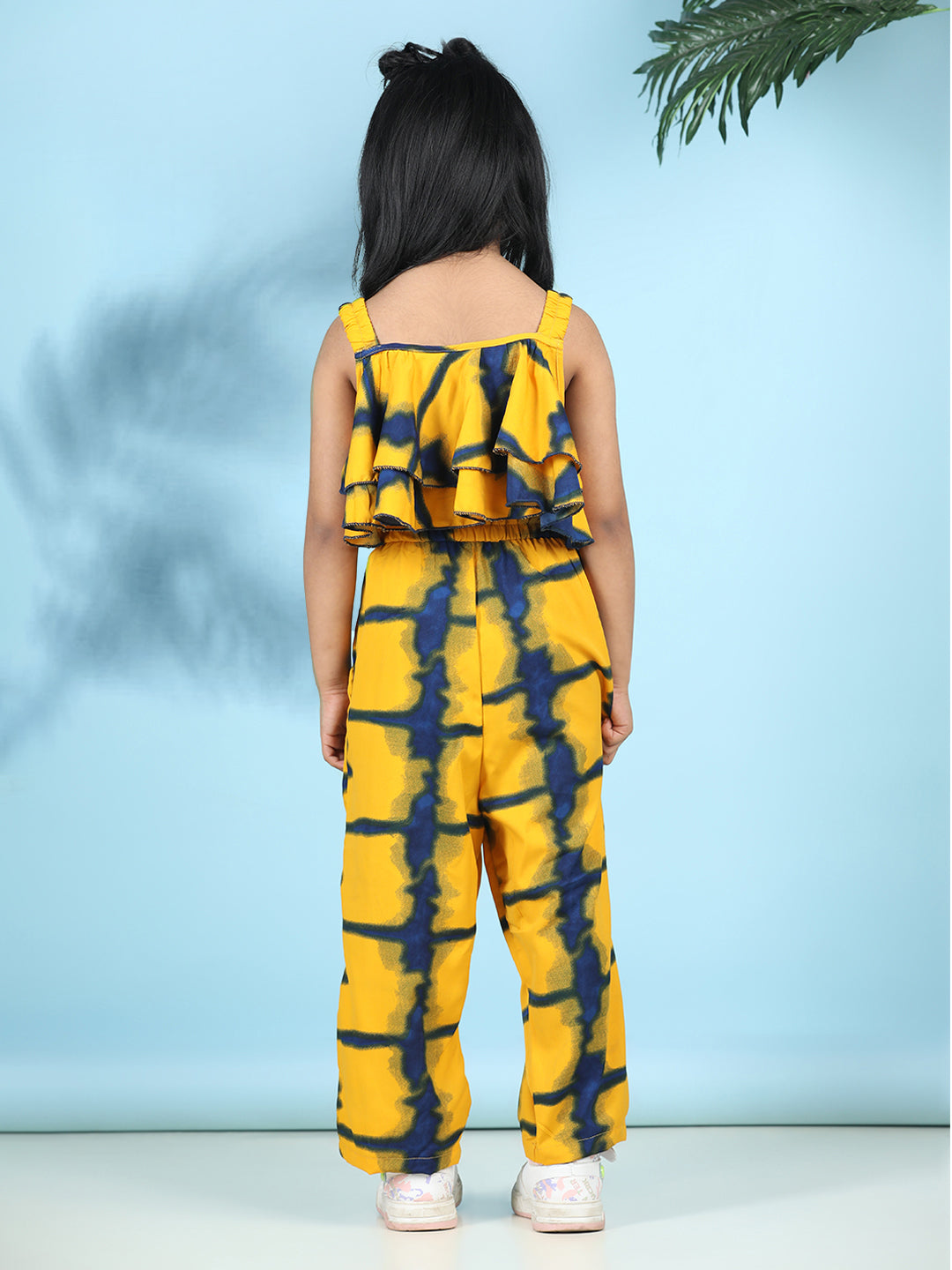 Cutiekins Stylish & Trendy Printed Jumpsuit for Kids -Yellow & Navy Blue